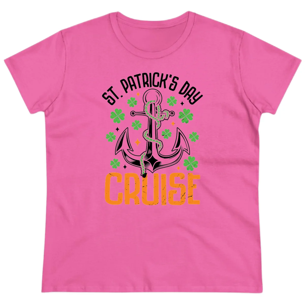 St. Patrick's Day Cruise Lucky Anchor Ladies Tee in Azalea