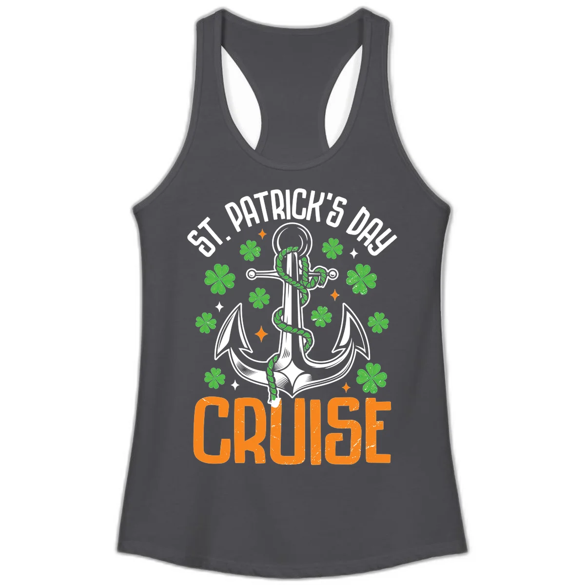 St. Patrick's Day Cruise Ladies Tank Top in Solid Dark Gray