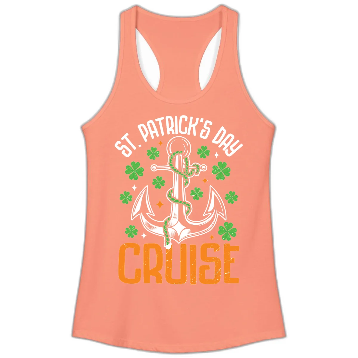St. Patrick's Day Cruise Ladies Tank Top in Solid Light Orange