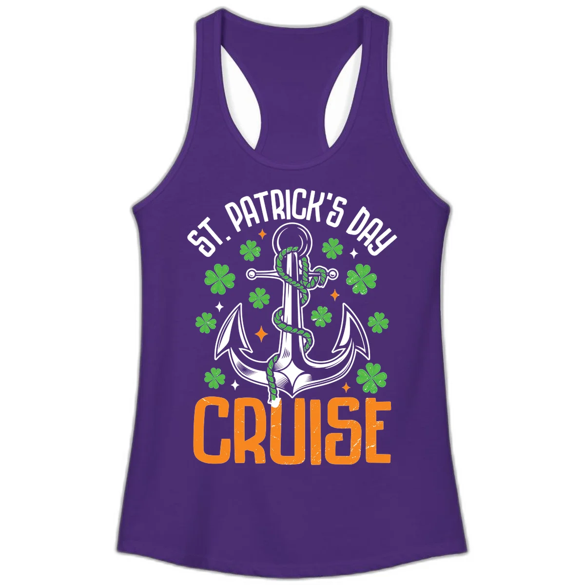 St. Patrick's Day Cruise Ladies Tank Top in Solid Purple Rush