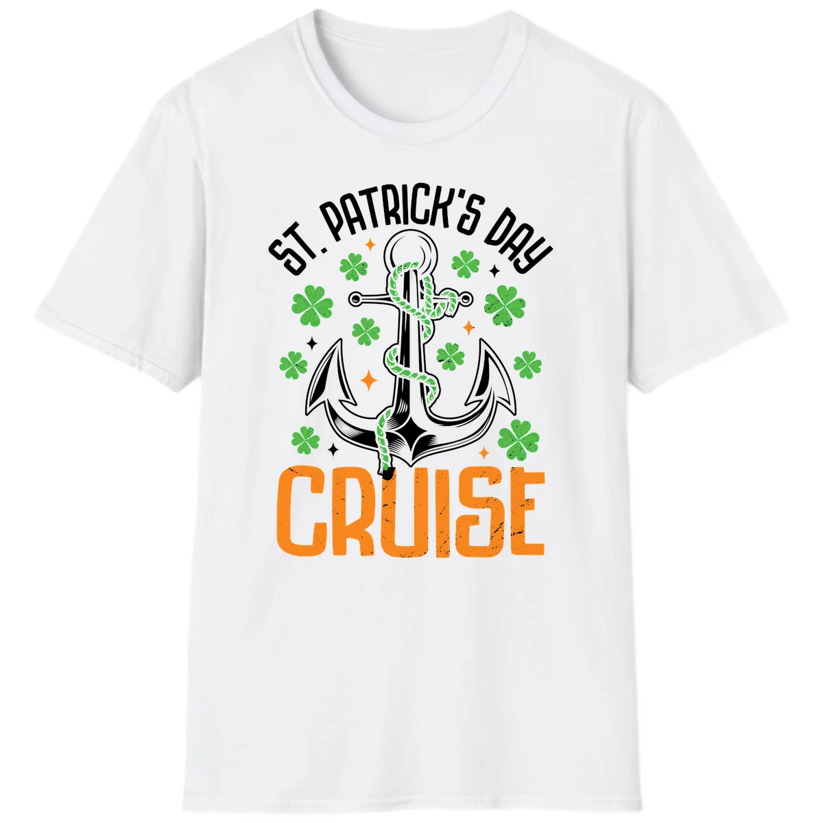 St. Patrick's Day Cruise Anchor & Shamrock T-Shirt in White