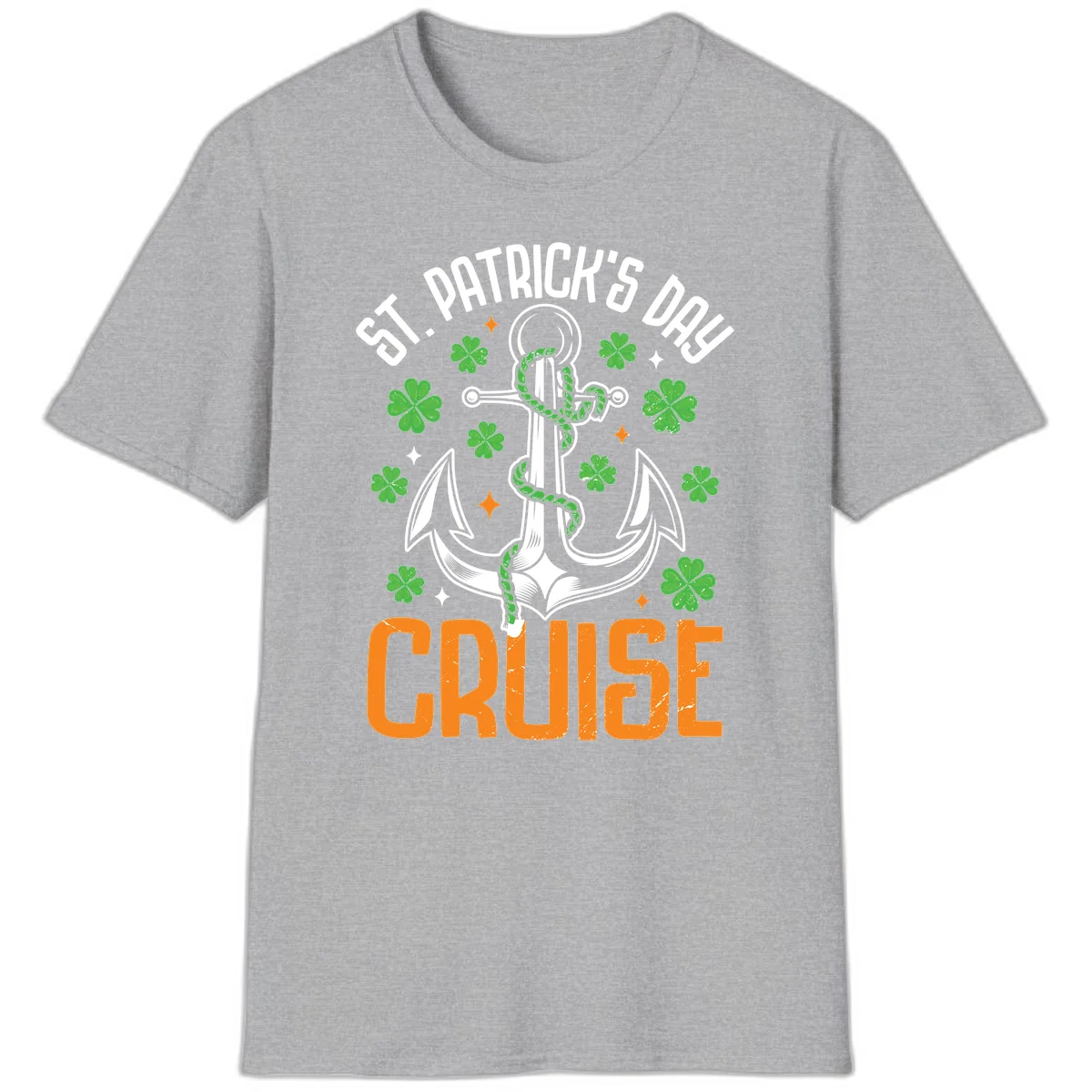 St. Patrick's Day Cruise Anchor & Shamrock T-Shirt in Sport Grey