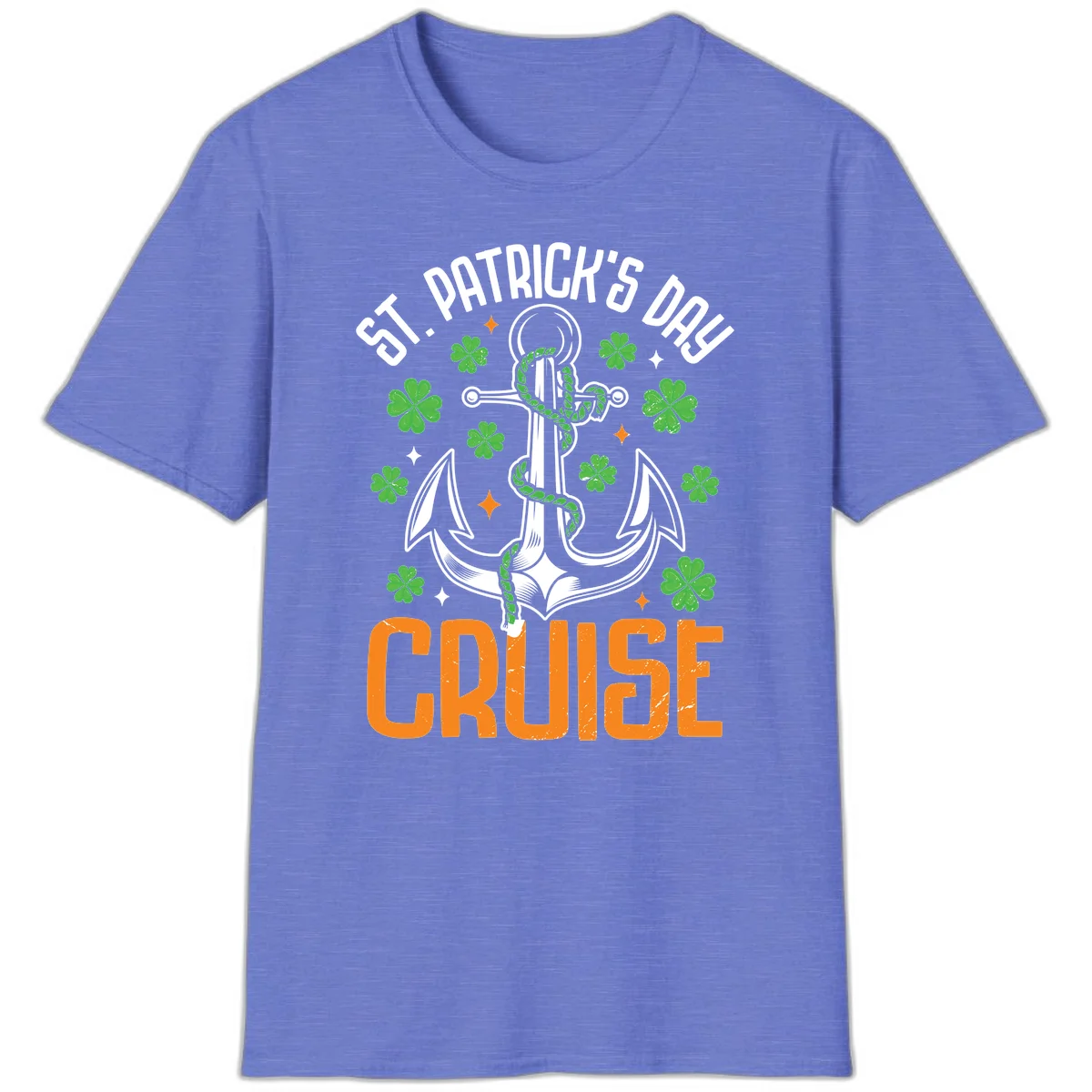 St. Patrick's Day Cruise Anchor & Shamrock T-Shirt in Heather Royal