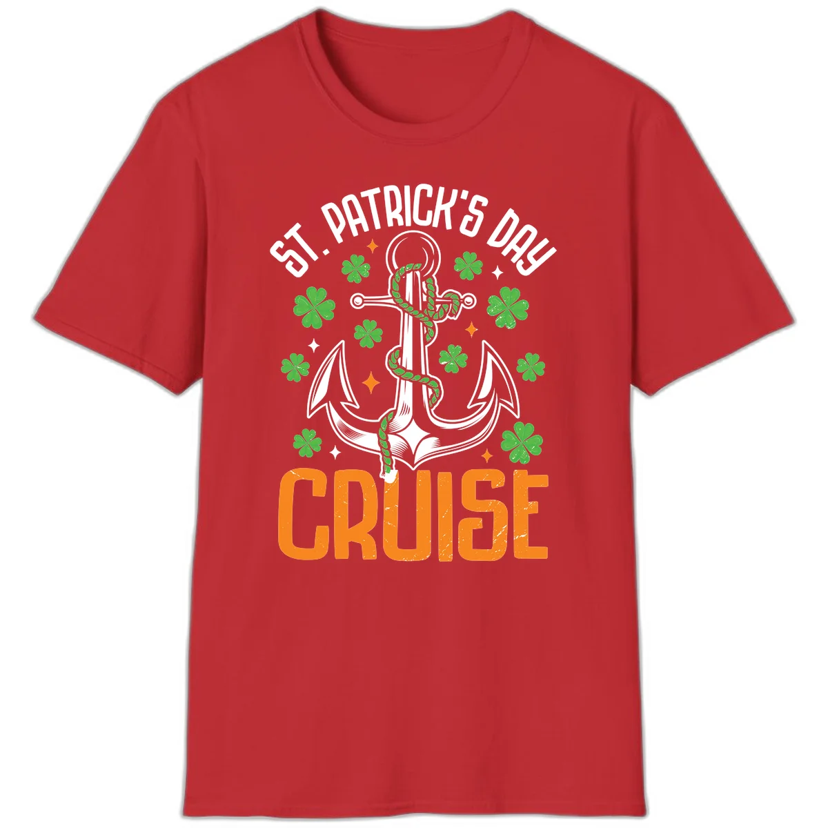 St. Patrick's Day Cruise Anchor & Shamrock T-Shirt in Red