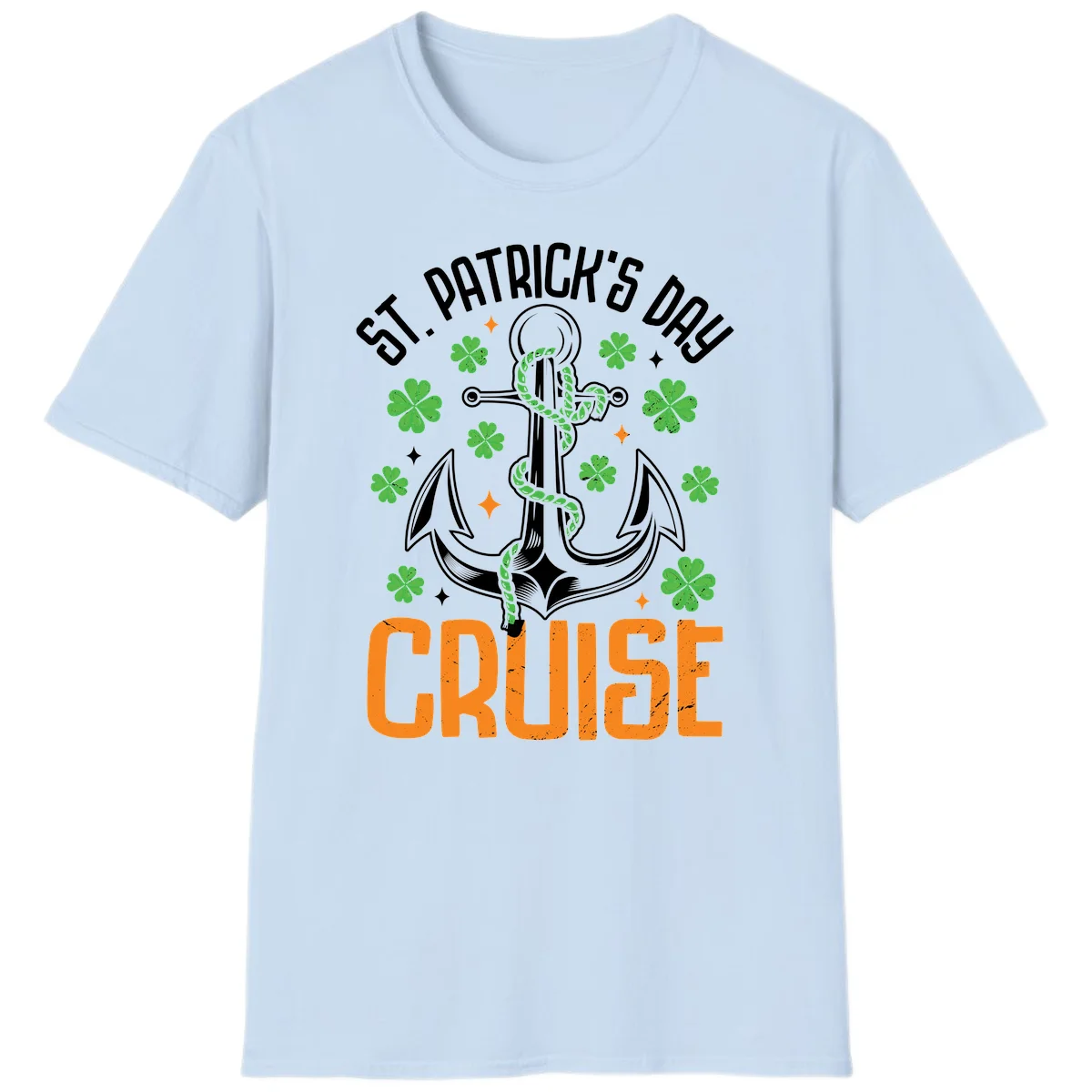 St. Patrick's Day Cruise Anchor & Shamrock T-Shirt in Light Blue