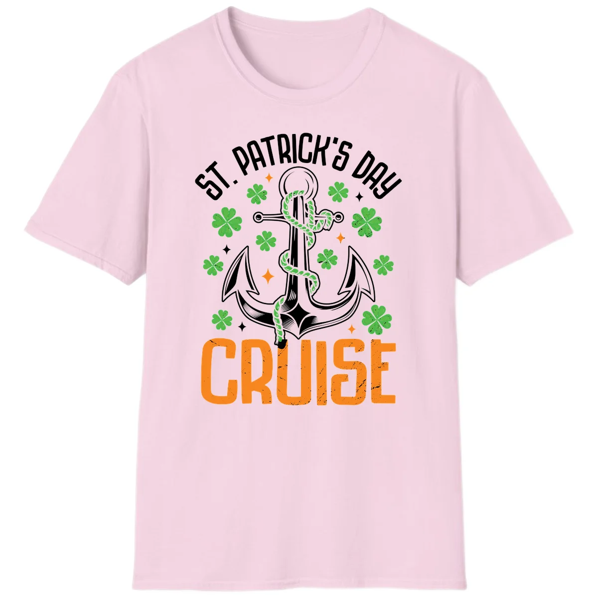 St. Patrick's Day Cruise Anchor & Shamrock T-Shirt in Light Pink