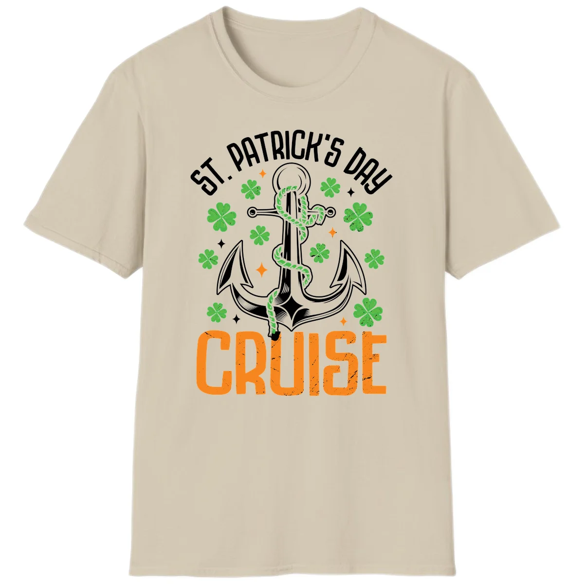 St. Patrick's Day Cruise Anchor & Shamrock T-Shirt in Sand