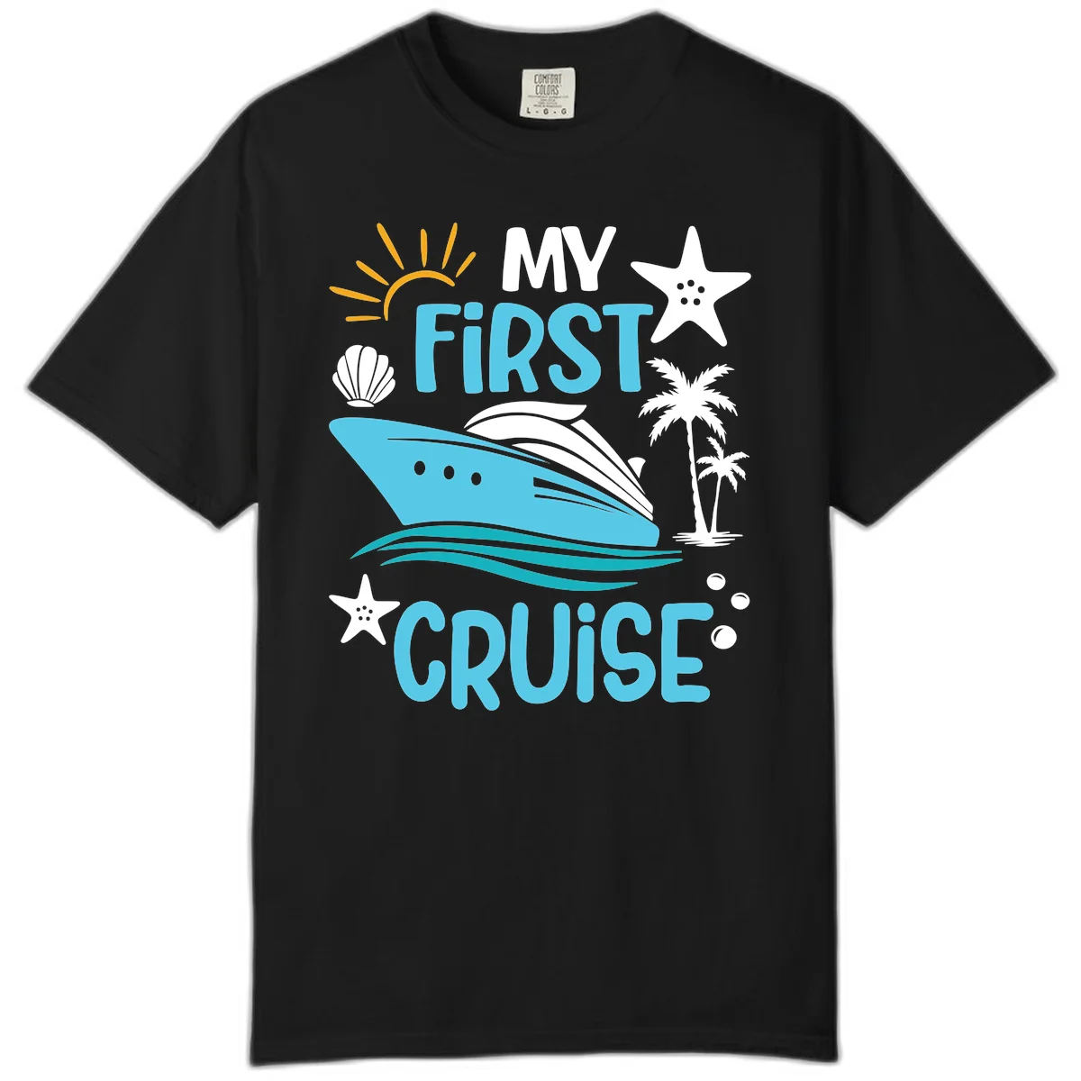 My First Cruise Comfort Color Tee in Black