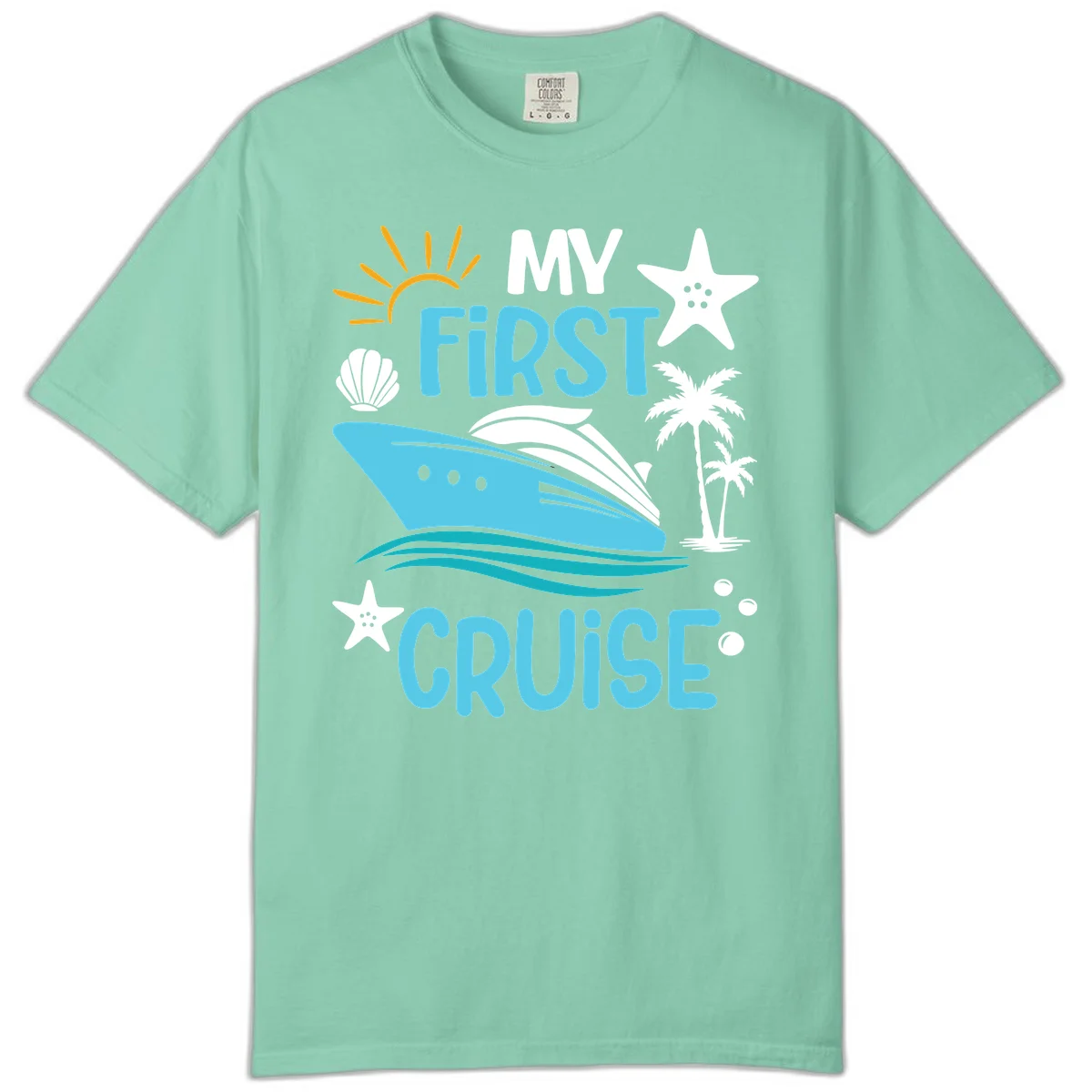 My First Cruise Comfort Color Tee in Island Reef