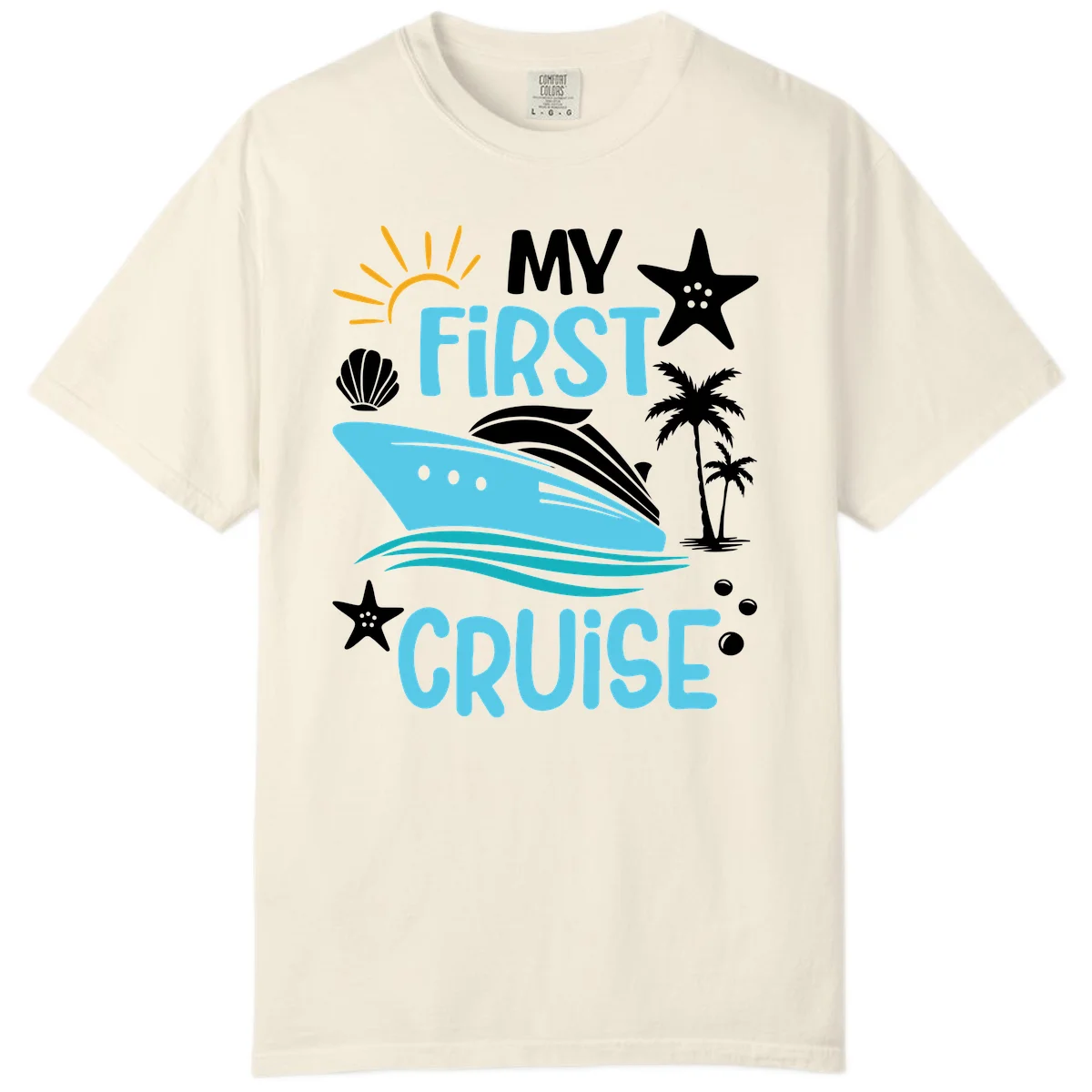 My First Cruise Comfort Color Tee in Ivory