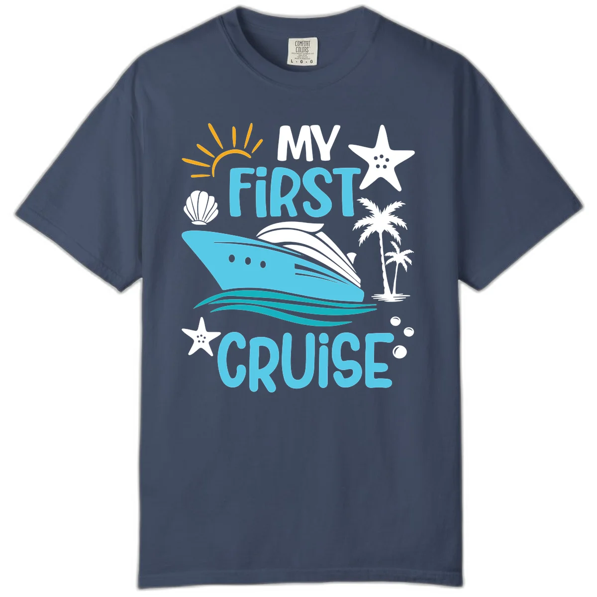 My First Cruise Comfort Color Tee in Midnight
