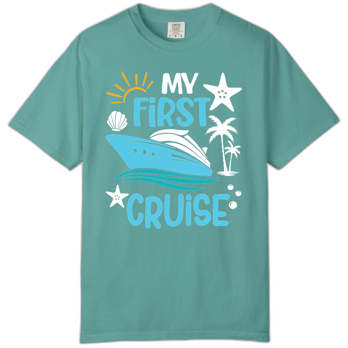 My First Cruise Comfort Color Tee in Seafoam
