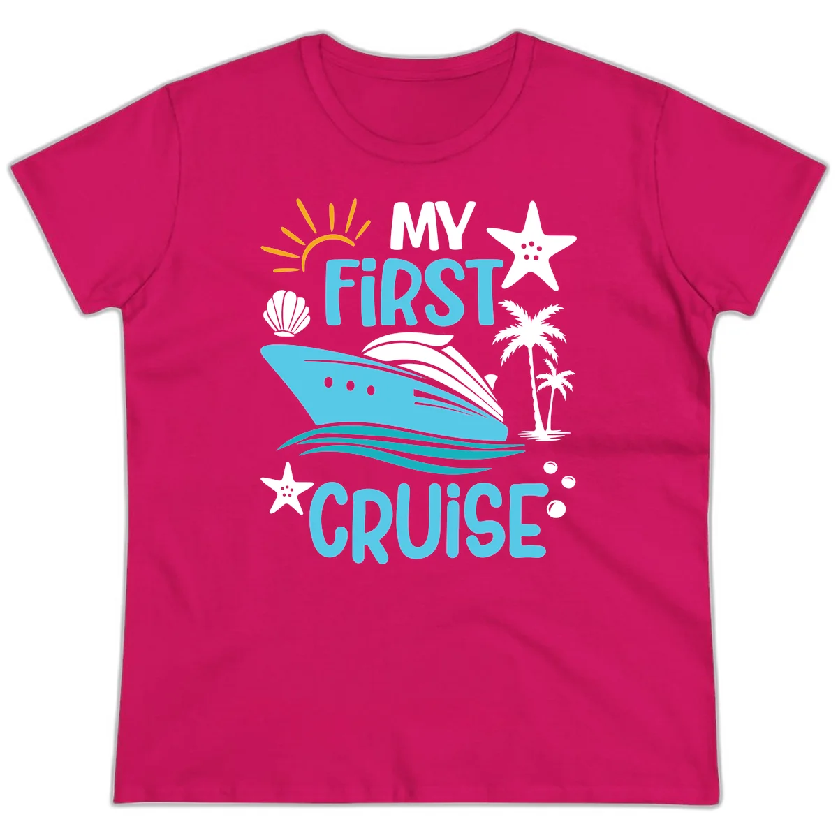 My First Cruise Ladies Tee in Heliconia