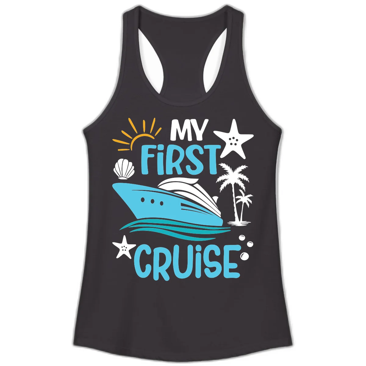 My First Cruise Ladies Tank in Black