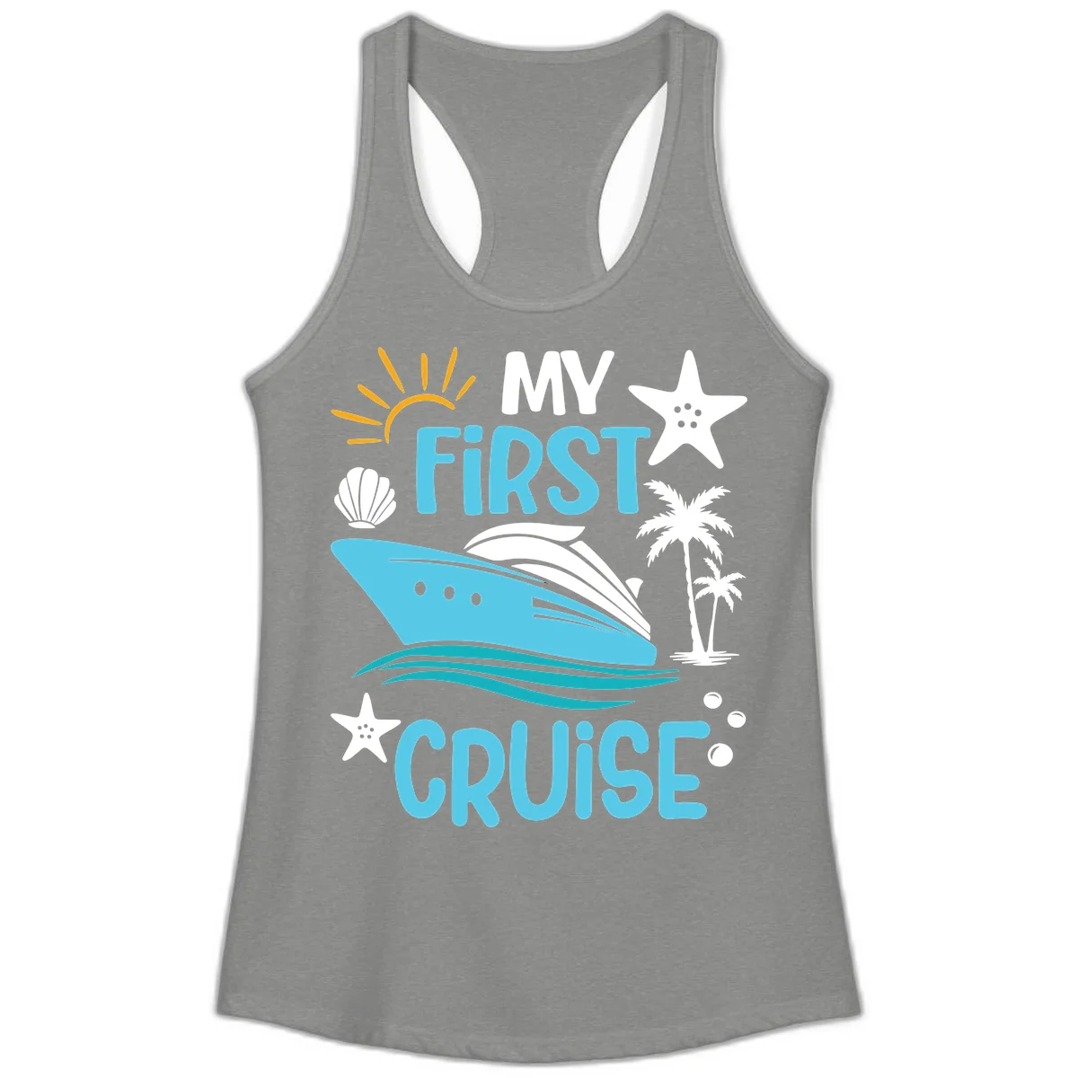 My First Cruise Ladies Tank in Heather Grey