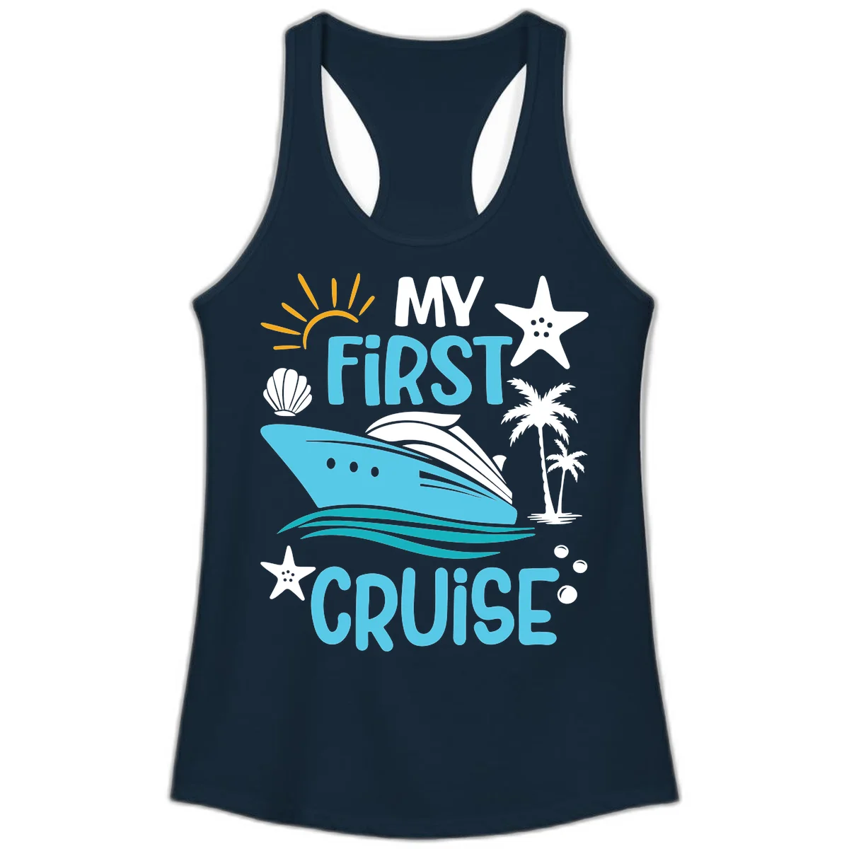 My First Cruise Ladies Tank in Solid Midnight Navy