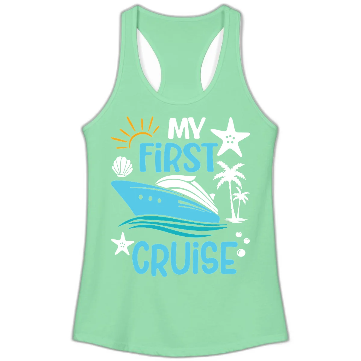 My First Cruise Ladies Tank in Solid Mint