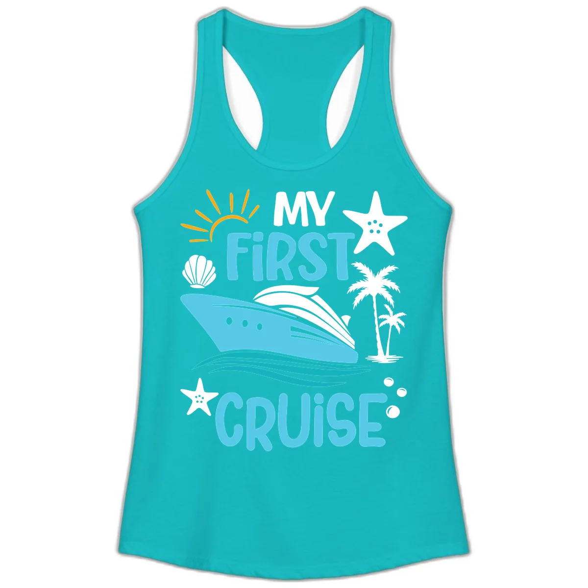 My First Cruise Ladies Tank in Tahiti Blue