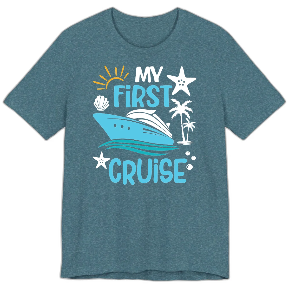 My First Cruise Premium T-Shirt in Heather Deep Teal