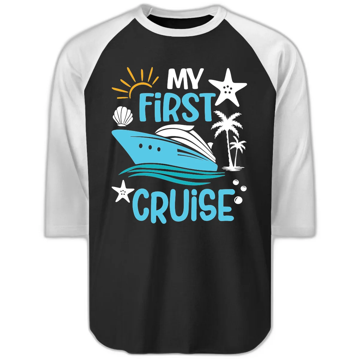 My First Cruise Raglan 3/4 Tee in Black White