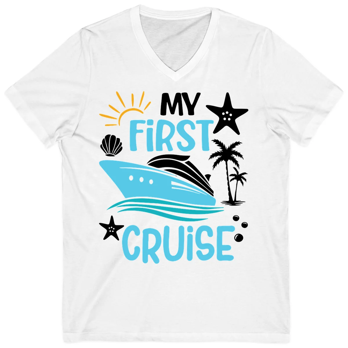 My First Cruise V-Neck Tee in White