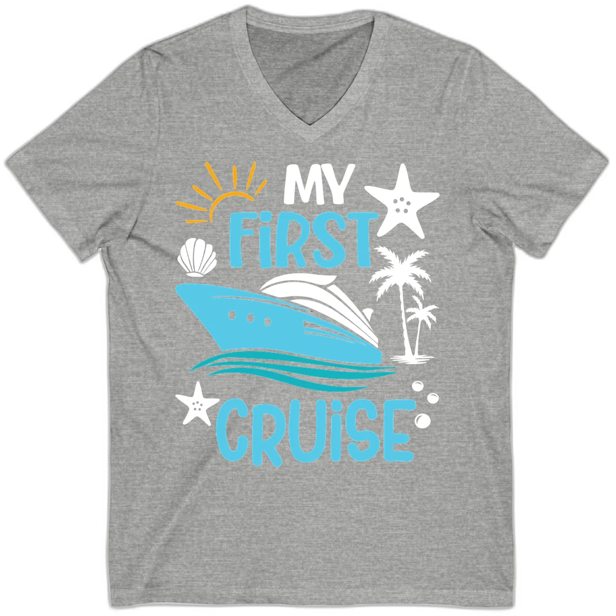 My First Cruise V-Neck Tee in Athletic Heather