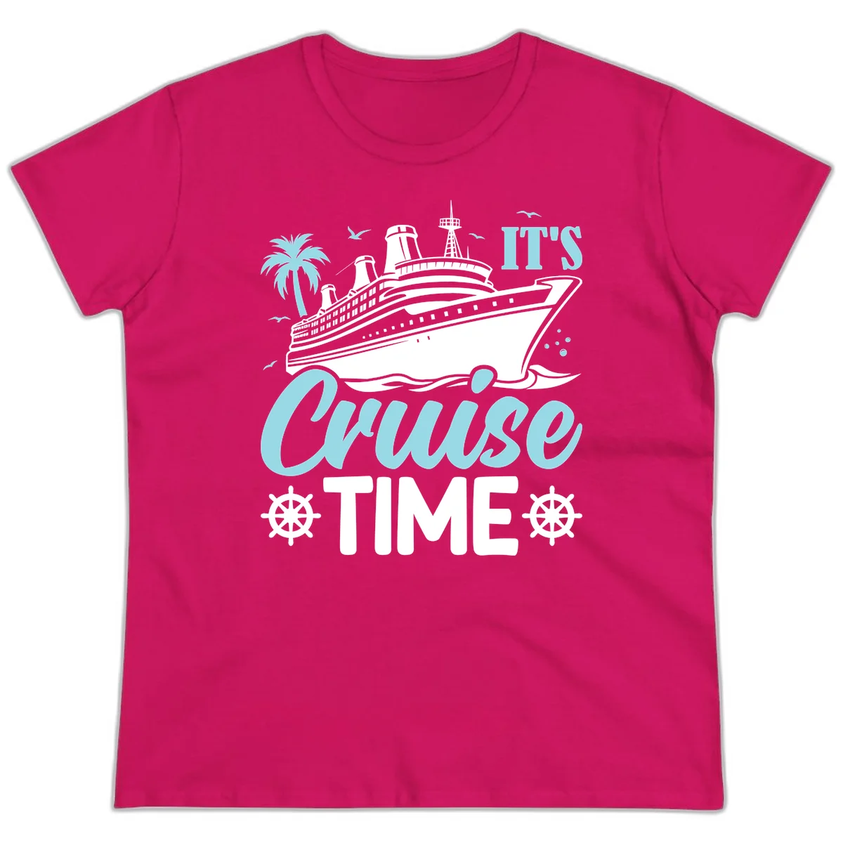 It's Cruise Time Ladies Tee in Heliconia