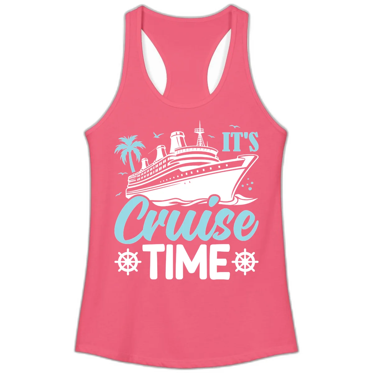 It's Cruise Time Ladies Tank in Hot Pink