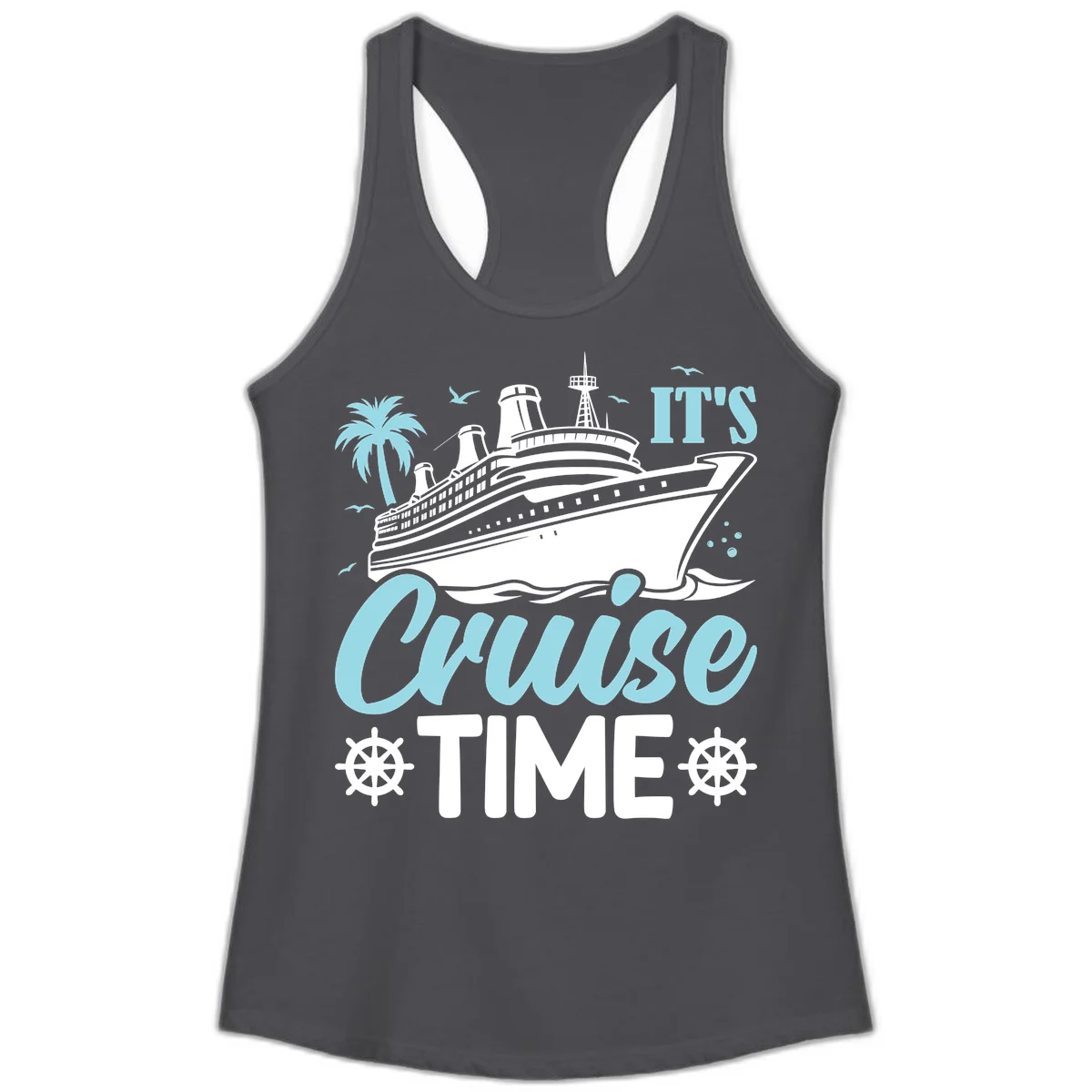 It's Cruise Time Ladies Tank in Solid Dark Gray