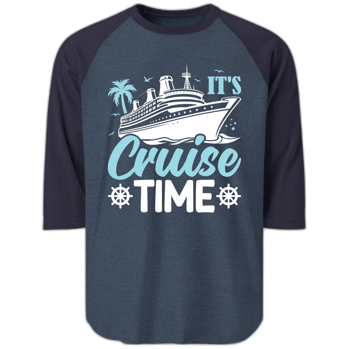 It's Cruise Time Raglan 3/4 in Heather Denim Navy
