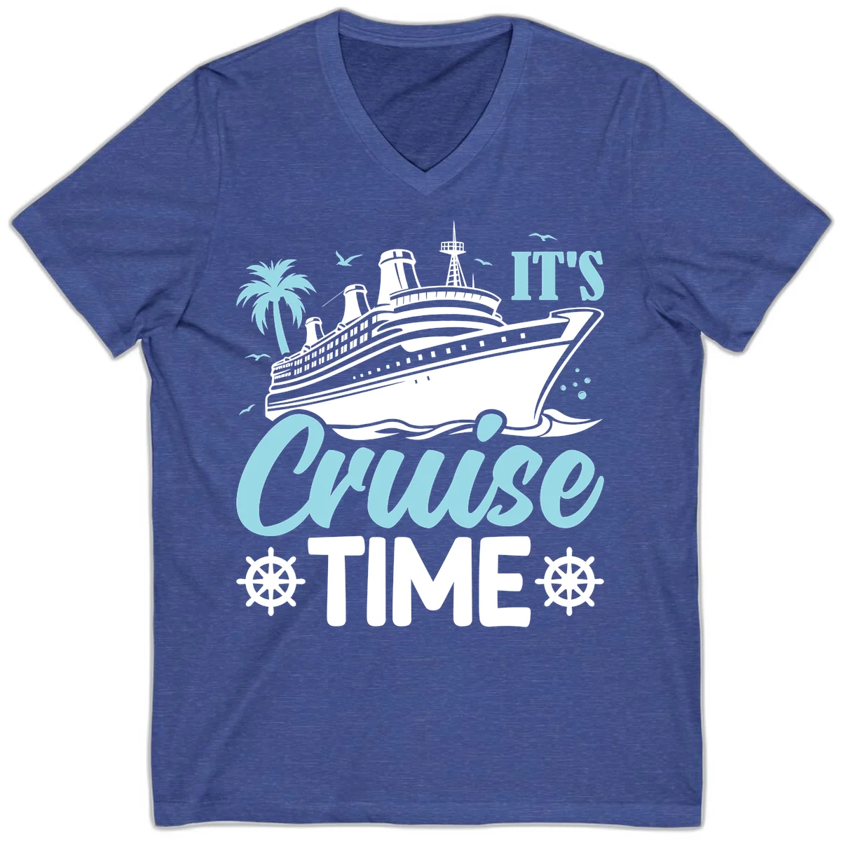 It's Cruise Time V-Neck in Heather True Royal