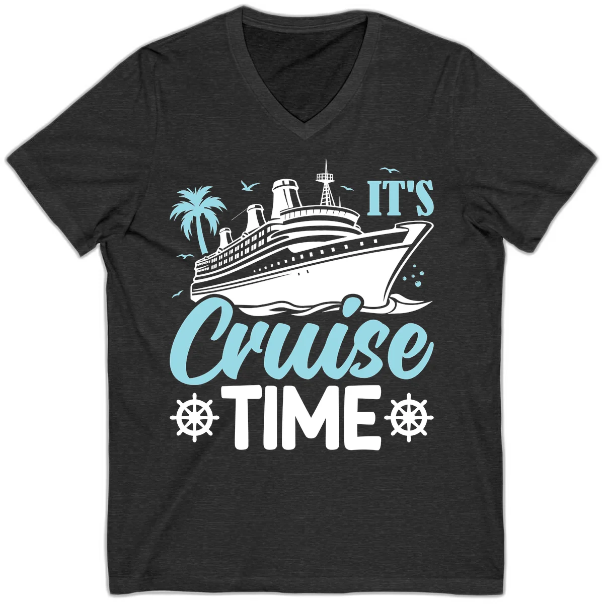 It's Cruise Time V-Neck in Dark Grey Heather