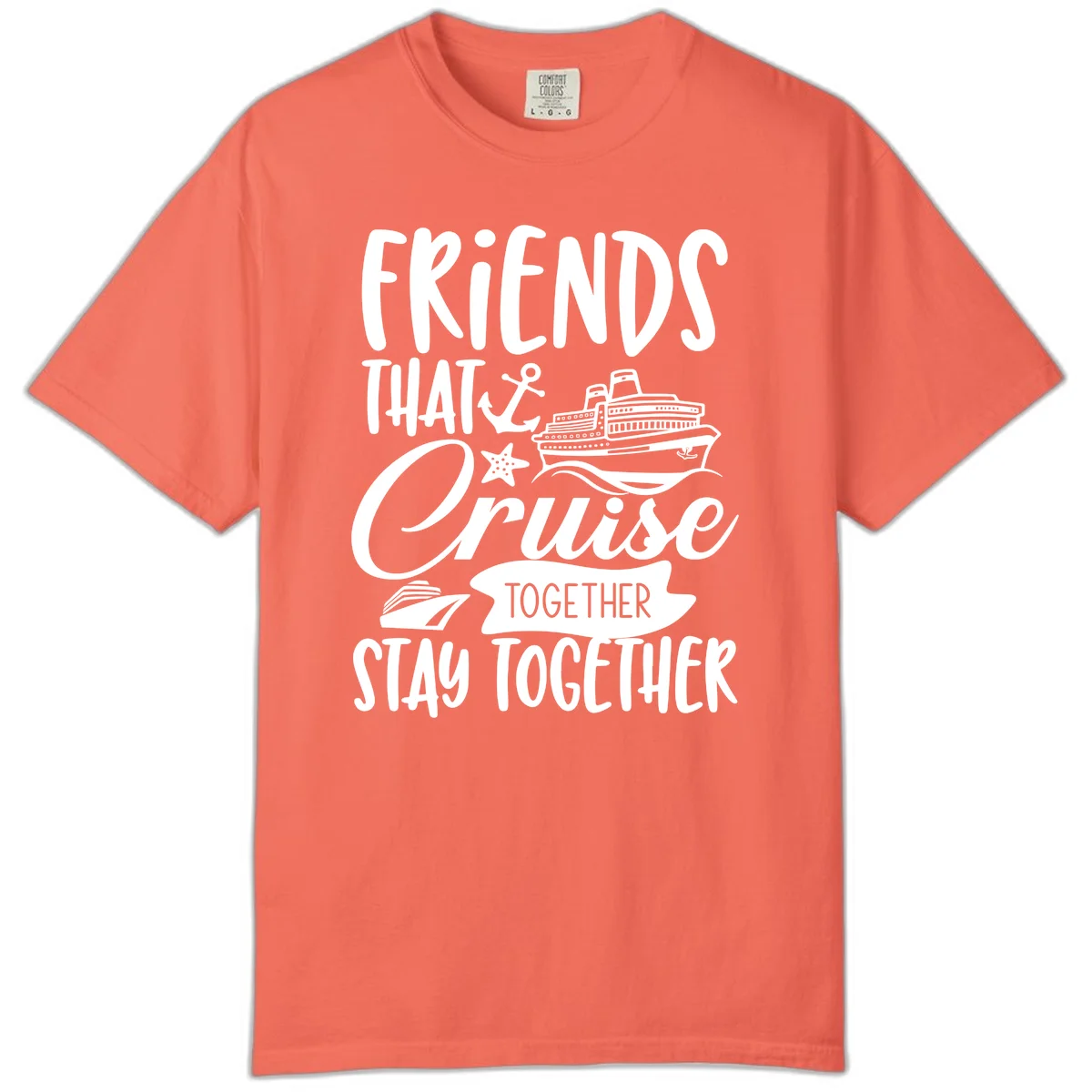 Friends That Cruise Together Comfort Color in Bright Salmon