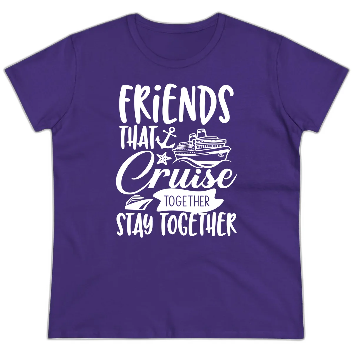 Friends That Cruise Together Ladies Tee in Purple