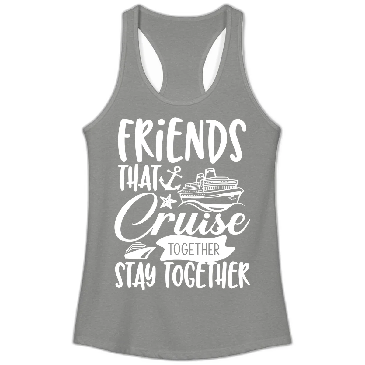 Friends That Cruise Together Ladies Tank in Heather Grey