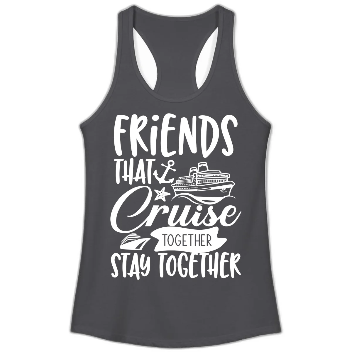 Friends That Cruise Together Ladies Tank in Solid Dark Gray