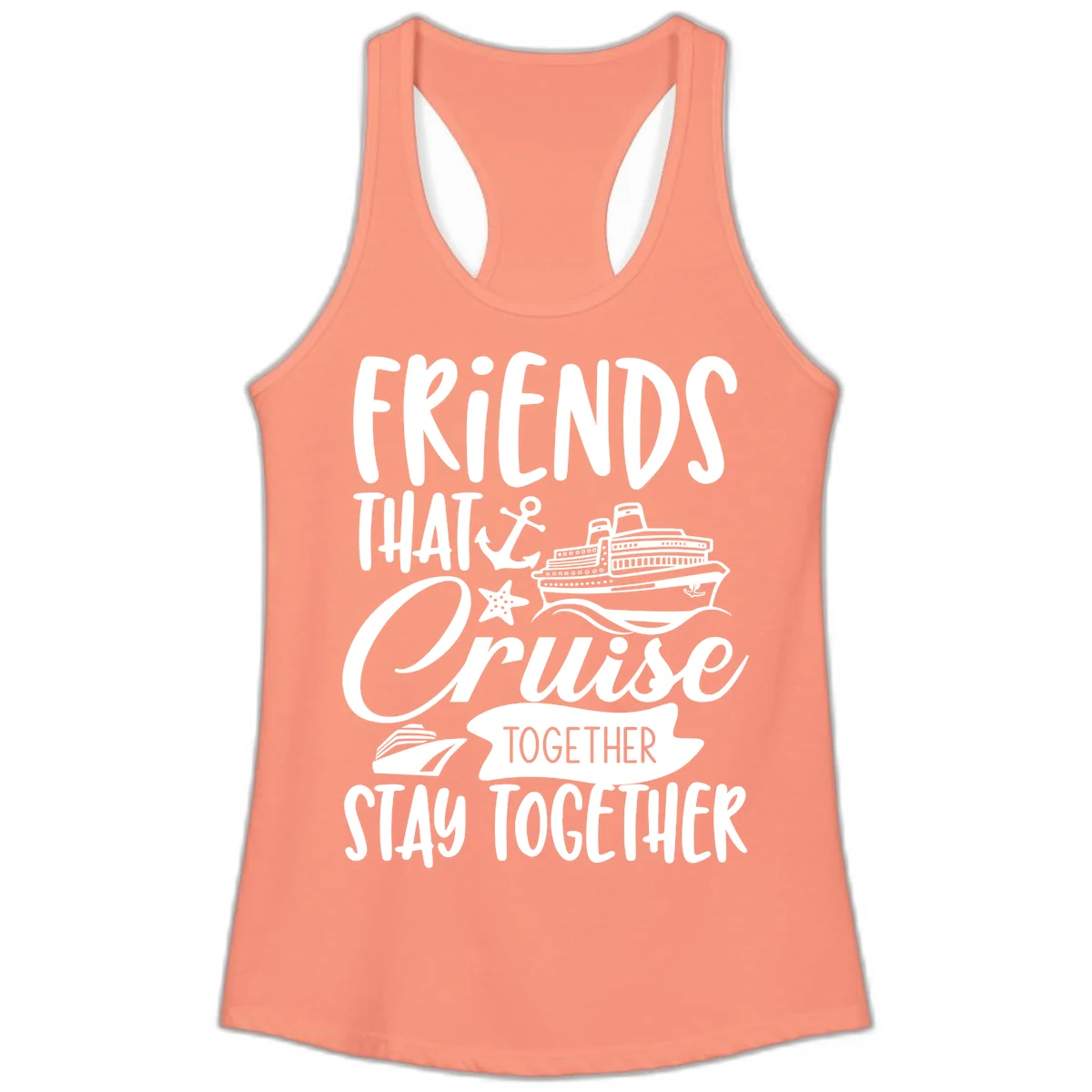 Friends That Cruise Together Ladies Tank in Solid Light Orange