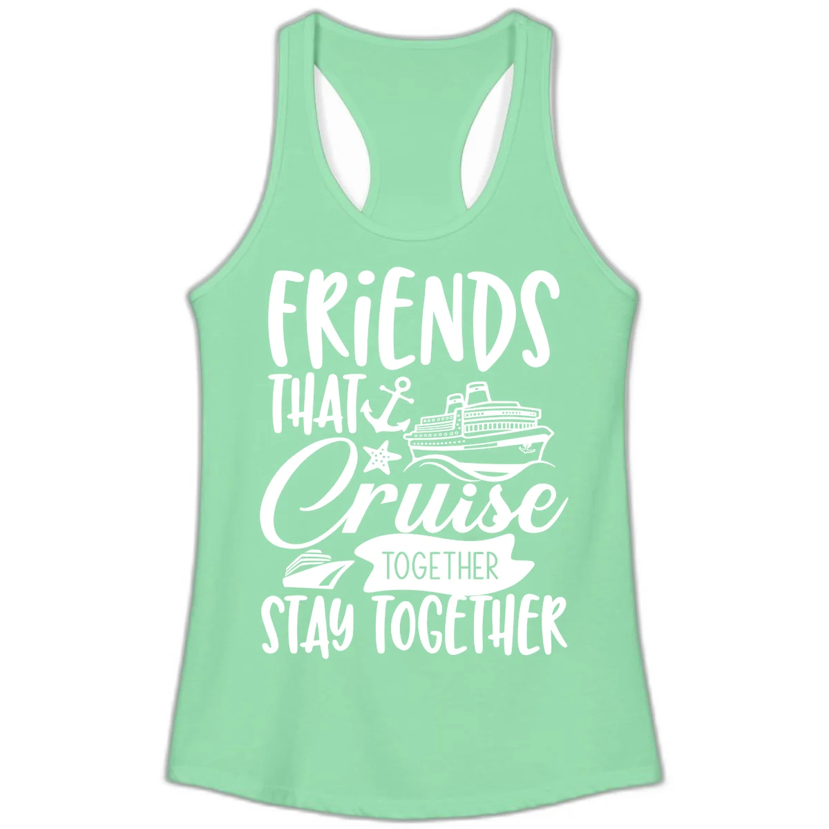Friends That Cruise Together Ladies Tank in Solid Mint