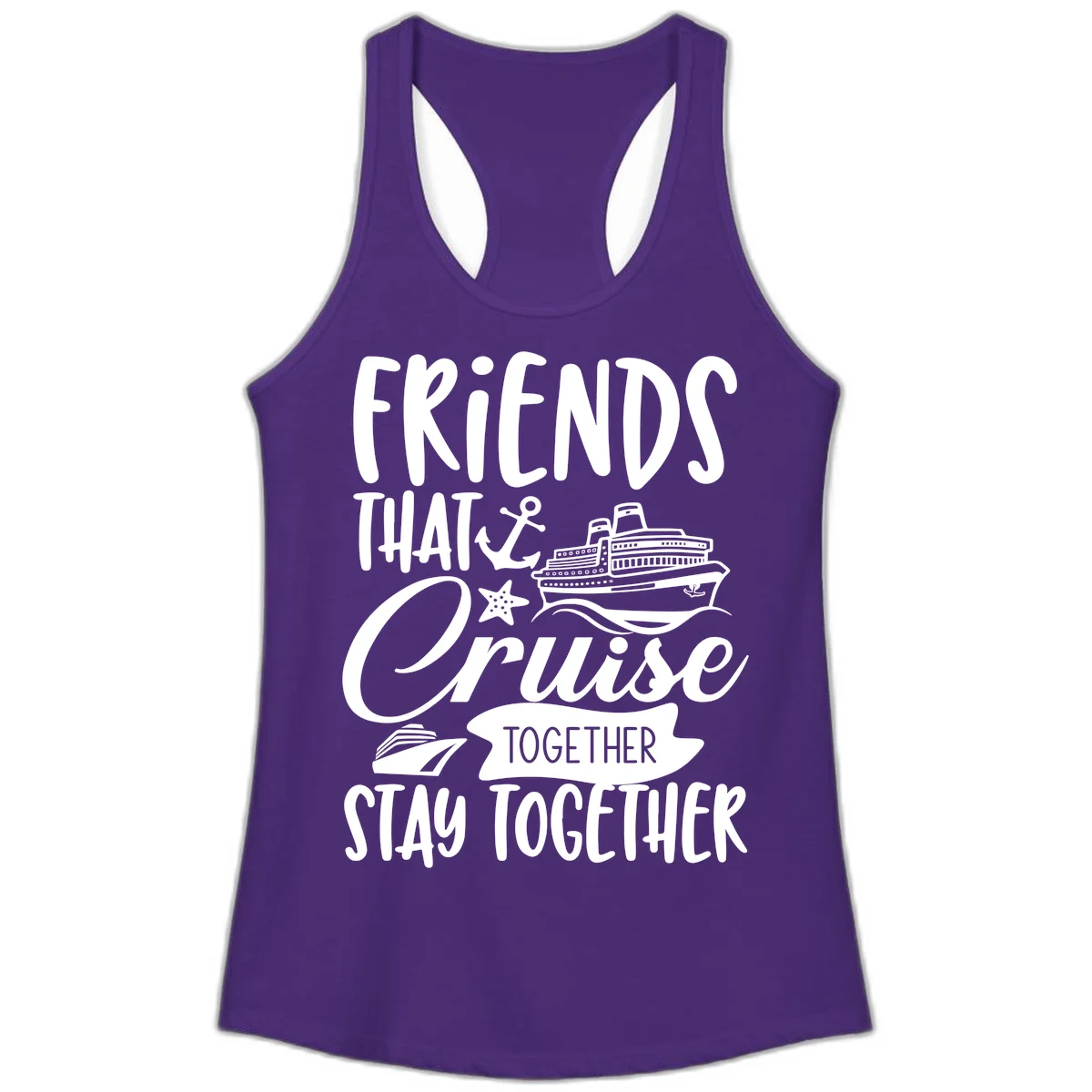 Friends That Cruise Together Ladies Tank in Solid Purple Rush