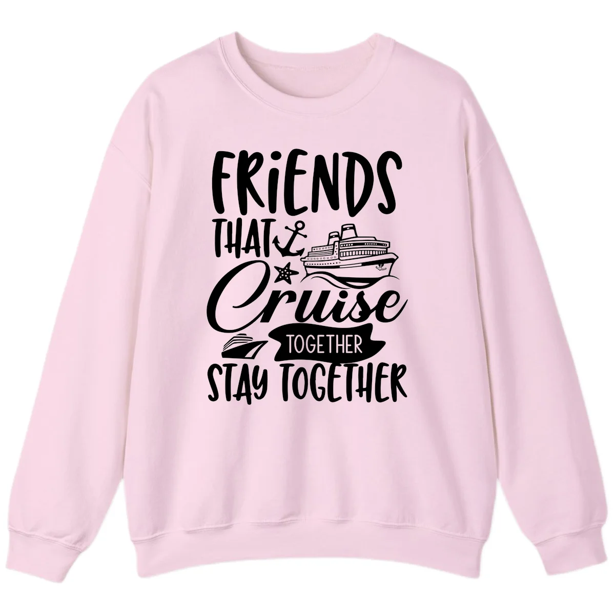 Friends That Cruise Together Sweatshirt in Light Pink