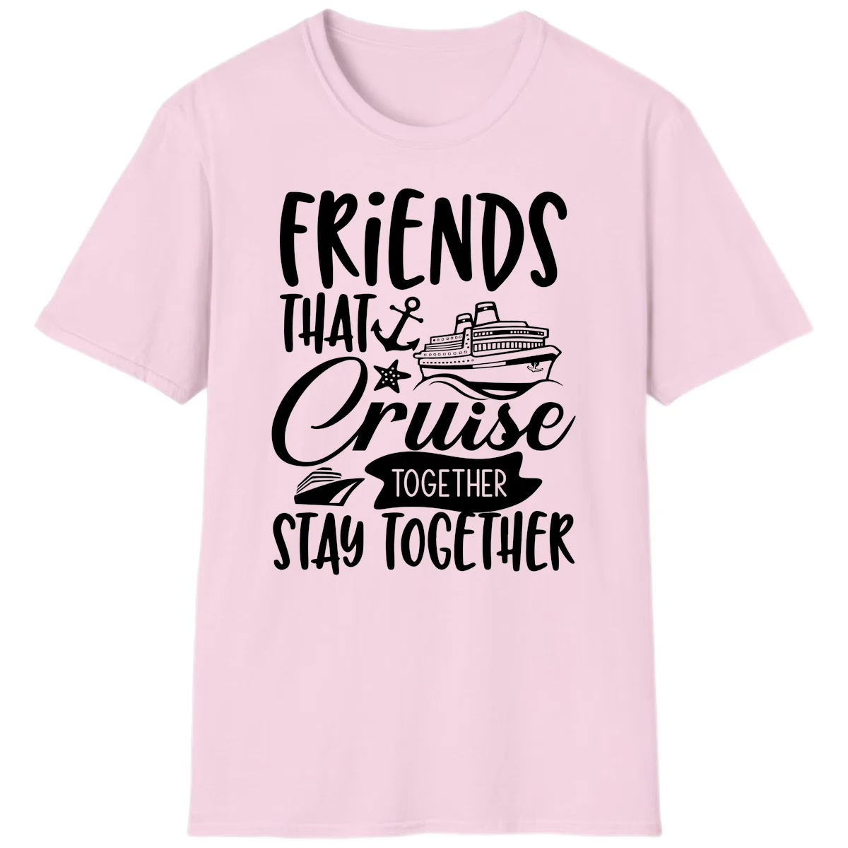 Friends That Cruise Together T-Shirt in Light Pink