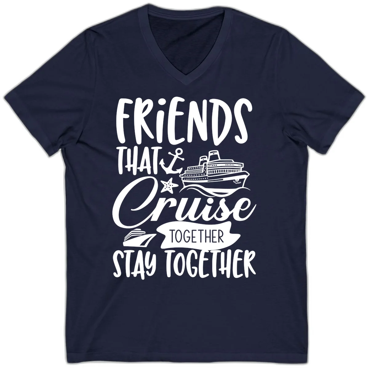Friends That Cruise Together V-Neck in Navy