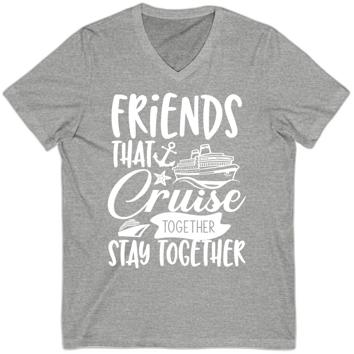 Friends That Cruise Together V-Neck in Athletic Heather