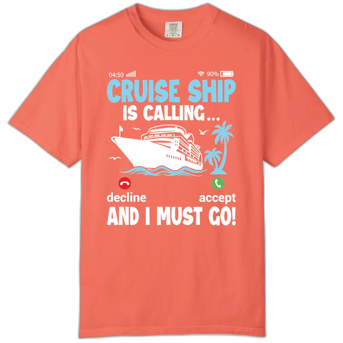 Cruise Ship Is Calling Comfort Color in Bright Salmon