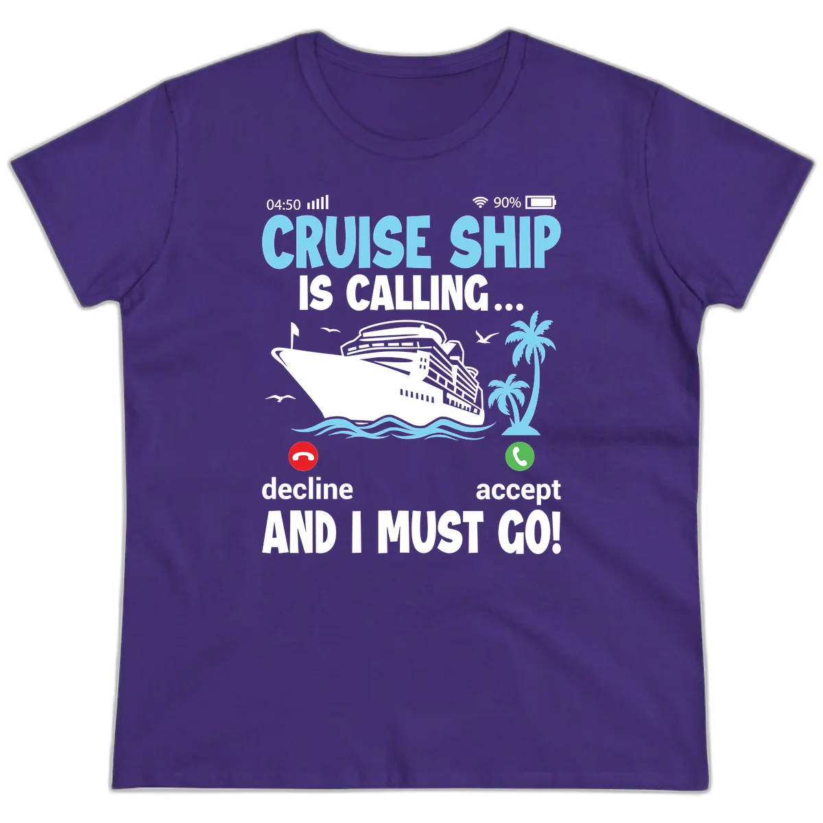 Cruise Ship Is Calling Ladies Tee in Purple