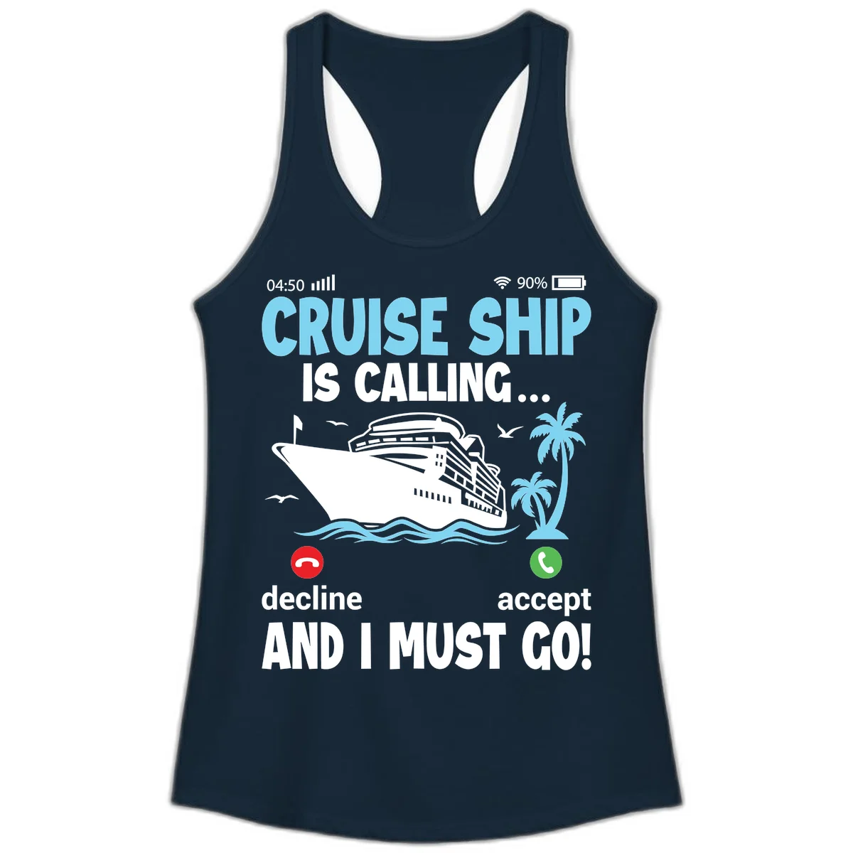 Cruise Ship Is Calling Ladies Tank in Solid Midnight Navy