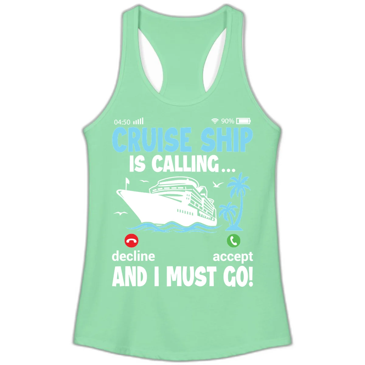 Cruise Ship Is Calling Ladies Tank in Solid Mint
