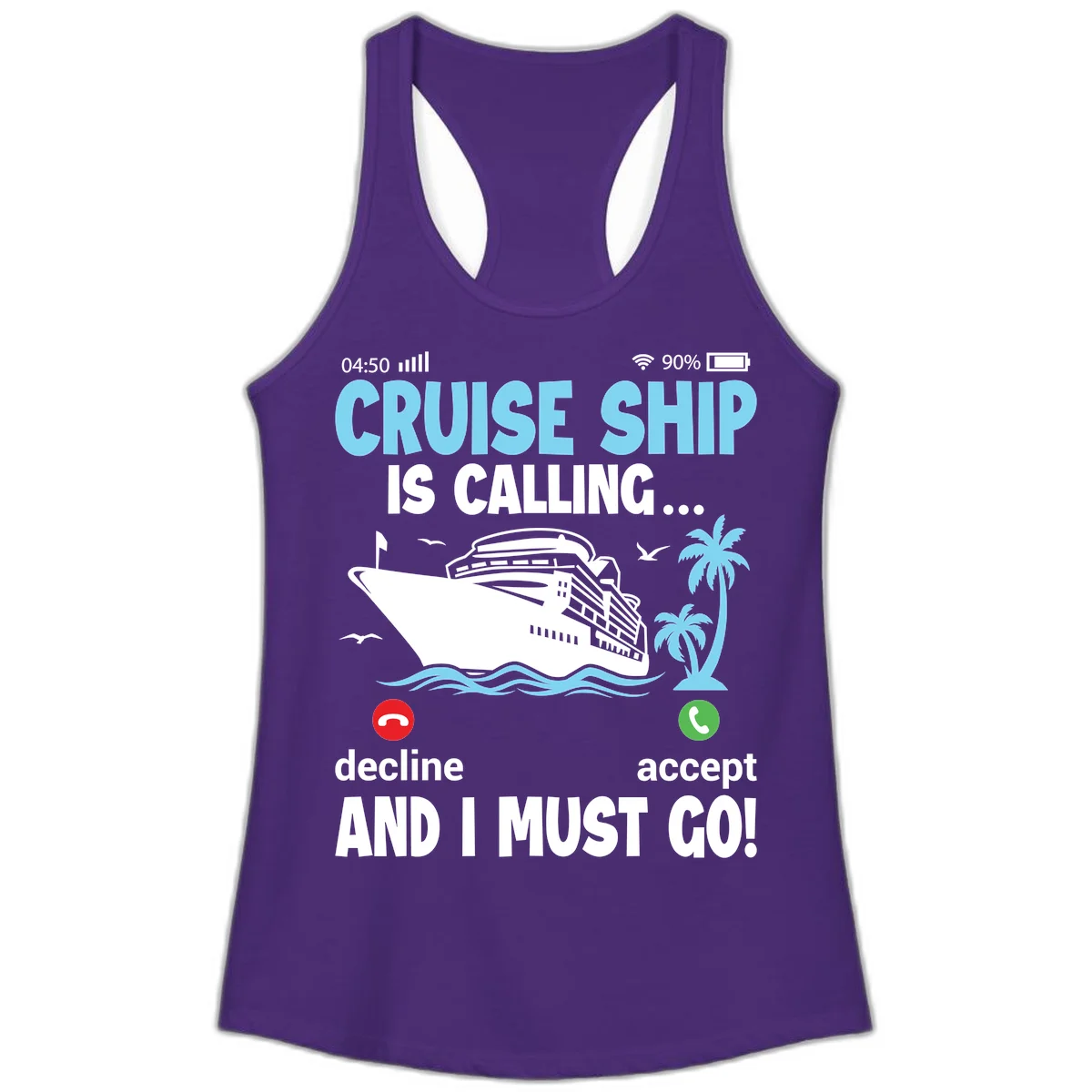 Cruise Ship Is Calling Ladies Tank in Solid Purple Rush