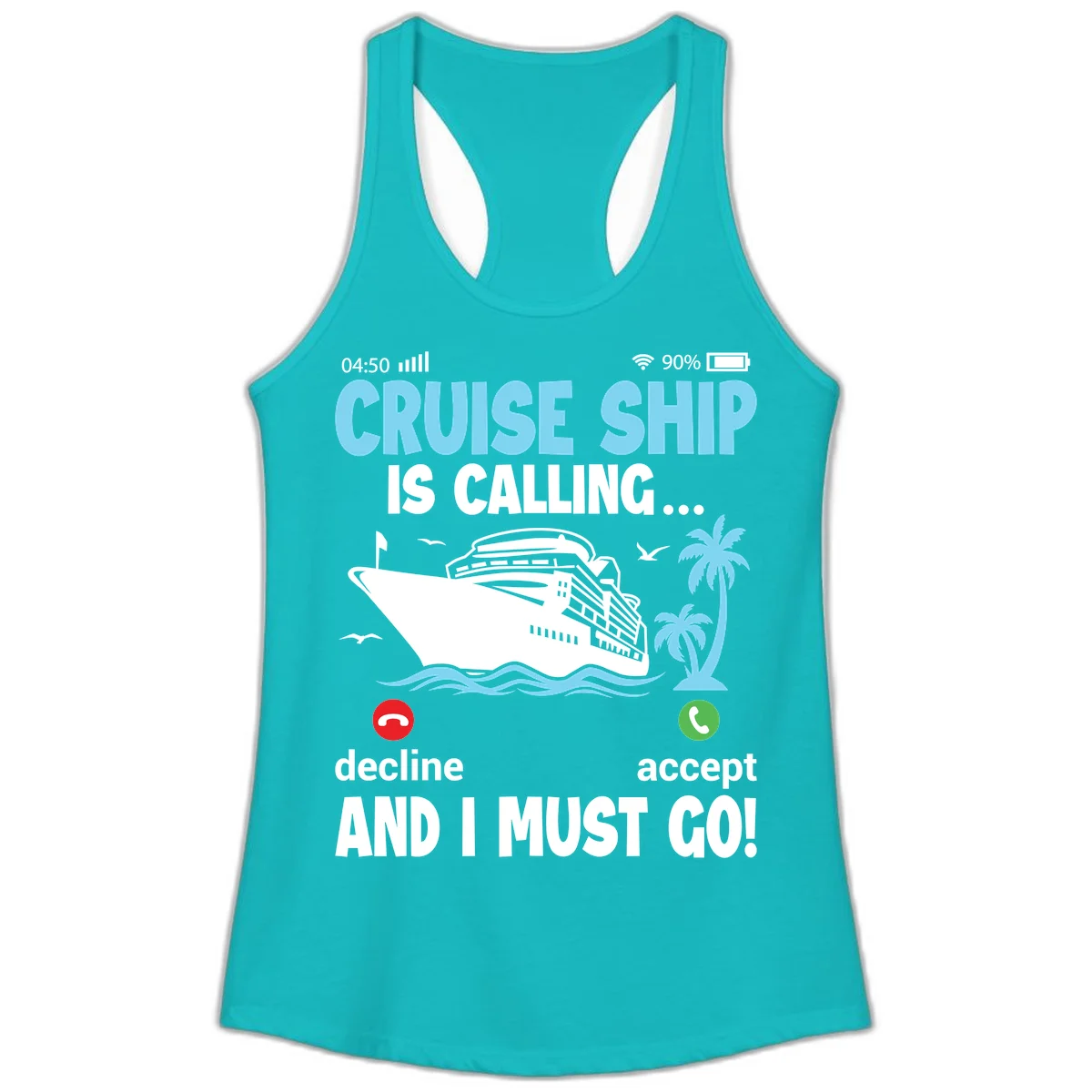 Cruise Ship Is Calling Ladies Tank in Tahiti Blue