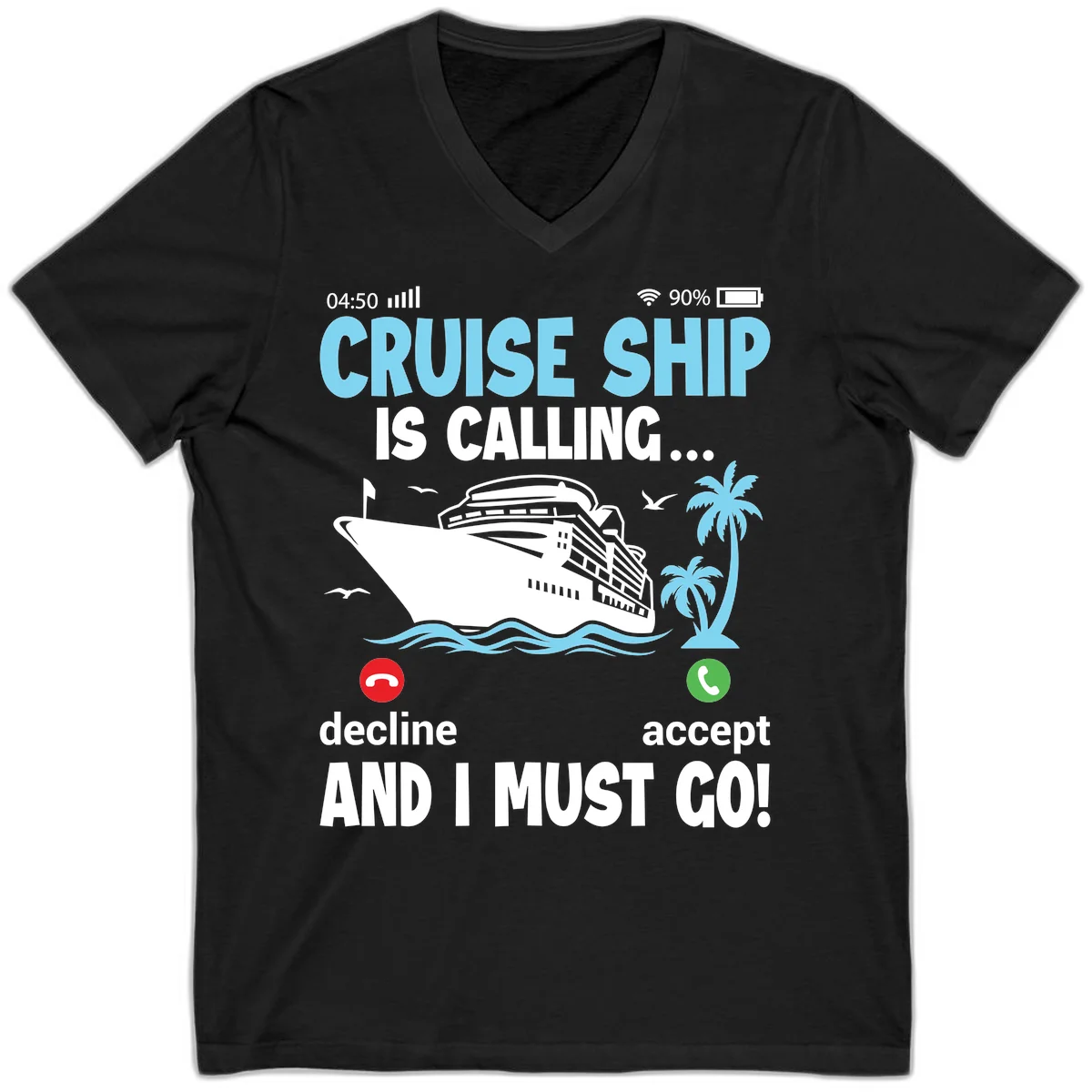 Cruise Ship Is Calling V-Neck in Black